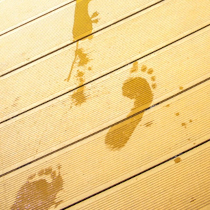 Non-slip wooden deck designed for poolside use